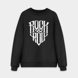 Мужской свитшот oversize без начеса хлопок Rock and Roll щит