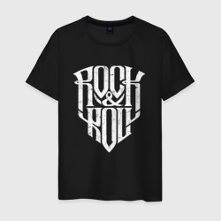 Rock and Roll щит – Мужская футболка хлопок с принтом купить со скидкой в -20%