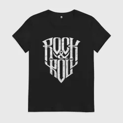 Женская футболка хлопок Rock and Roll щит