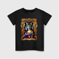 Детская футболка хлопок Портрет кошки - нейросетевое искусство