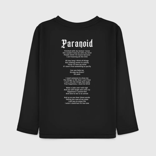 Детский лонгслив хлопок Black Sabbath Paranoid
