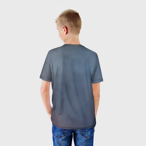 Детская футболка 3D с принтом Котик в мешке, вид сзади #2