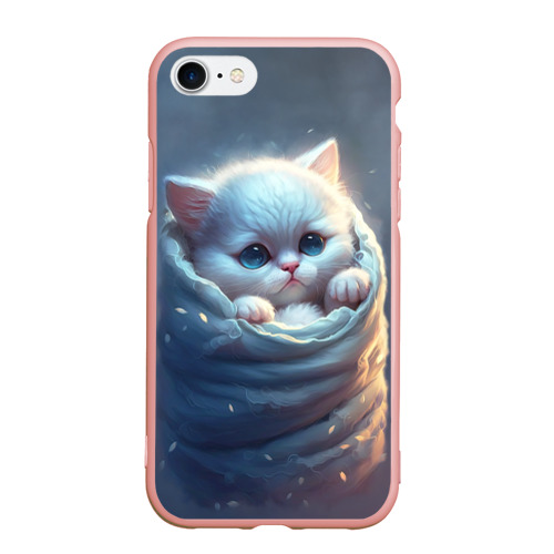 Чехол для iPhone 7/8 матовый с принтом Котик в мешке, вид спереди #2