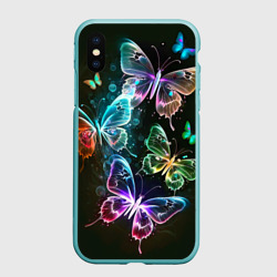 Чехол для iPhone XS Max матовый Неоновые дикие бабочки