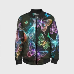 Детский бомбер 3D Неоновые дикие бабочки