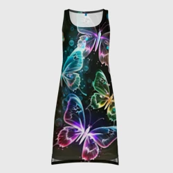 Платье-майка 3D Неоновые дикие бабочки