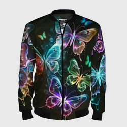 Мужской бомбер 3D Неоновые дикие бабочки