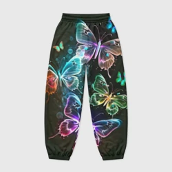 Женские джоггеры оверсайз 3D Неоновые дикие бабочки