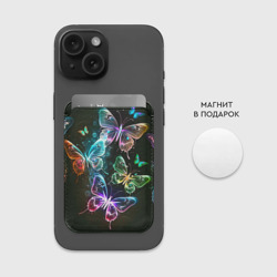 Картхолдер Magsafe магнитный Неоновые дикие бабочки - фото 2