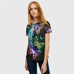 Женская футболка 3D Неоновые дикие бабочки - фото 2