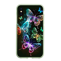 Чехол для iPhone XS Max матовый Неоновые дикие бабочки