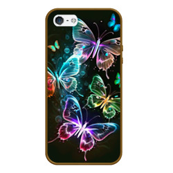 Чехол для iPhone 5/5S матовый Неоновые дикие бабочки