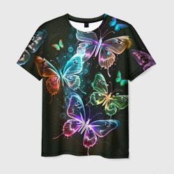 Мужская футболка 3D Неоновые дикие бабочки