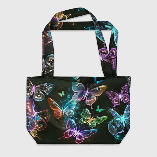 Пляжная сумка 3D Неоновые дикие бабочки