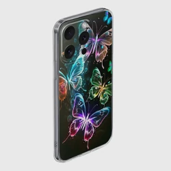 Чехол для iPhone 15 Pro Max силиконовый с защитой камеры Неоновые дикие бабочки - фото 2