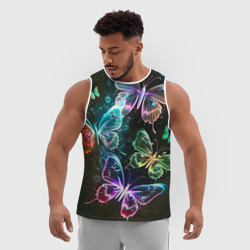 Мужская спортивная майка 3D Неоновые дикие бабочки - фото 2