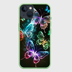 Чехол для iPhone 14 Неоновые дикие бабочки