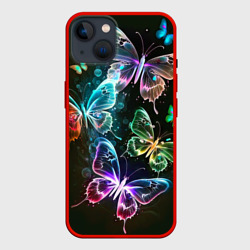Чехол для iPhone 14 Неоновые дикие бабочки