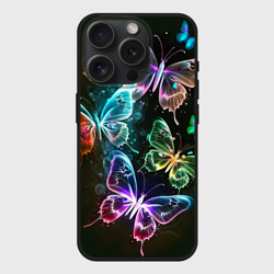 Чехол силиконовый для Apple iPhone 15 Pro матовый Неоновые дикие бабочки