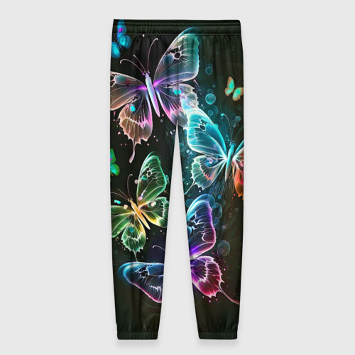 Женские брюки 3D Неоновые дикие бабочки, цвет 3D печать - фото 2