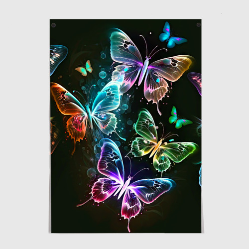 Постер Неоновые дикие бабочки