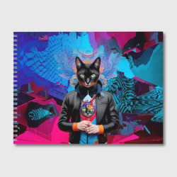 Чёрная модница кошка - нейросеть – Альбом для рисования с принтом купить со скидкой в -45%