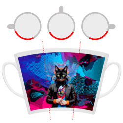 Кружка с принтом Чёрная модница кошка - нейросеть для любого человека, вид спереди №6. Цвет основы: белый