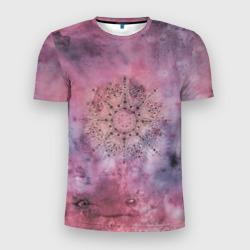Мужская футболка 3D Slim Мандала гармонии, фиолетовая, космос