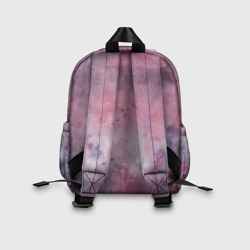 Рюкзак с принтом Мандала гармонии, фиолетовая, космос для ребенка, вид на модели сзади №2. Цвет основы: белый
