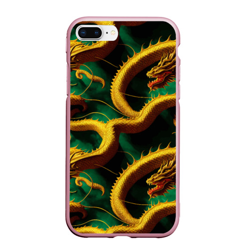 Чехол для iPhone 7/8 Plus матовый с принтом Китайский золотой дракон в изумрудных водах, вид спереди №1