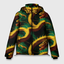 Китайский золотой дракон в изумрудных водах – Мужская зимняя куртка 3D с принтом купить