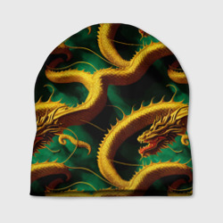 Китайский золотой дракон в изумрудных водах – Шапка 3D с принтом купить