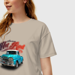 Женская футболка хлопок Oversize Пикап Chevrolet Apache 3100 - фото 2