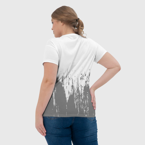 Женская футболка 3D с принтом Танцор в рамке красного цвета, вид сзади #2