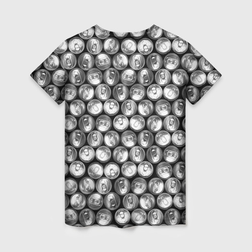 Женская футболка 3D с принтом Жестяные банки - вид сверху - паттерн, вид сзади #1