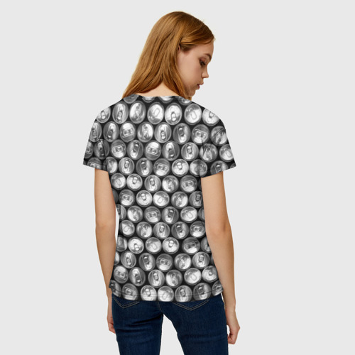 Женская футболка 3D с принтом Жестяные банки - вид сверху - паттерн, вид сзади #2