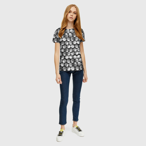 Женская футболка 3D с принтом Жестяные банки - вид сверху - паттерн, вид сбоку #3