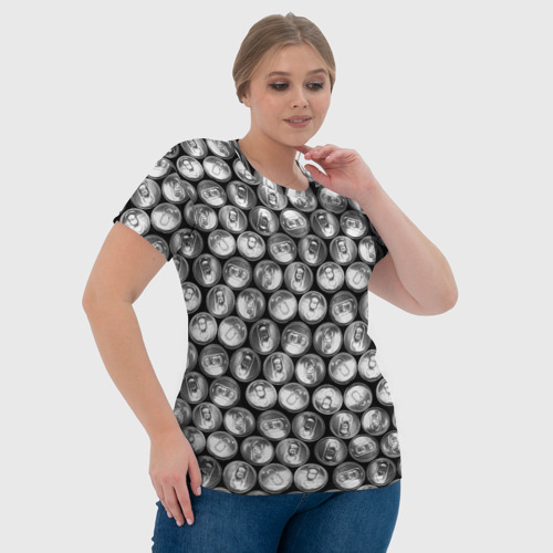 Женская футболка 3D с принтом Жестяные банки - вид сверху - паттерн, фото #4