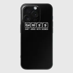 Чехол для iPhone 16 Pro силиконовый с защитой камеры Гений, с наукой не поспоришь