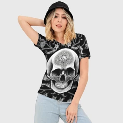 Женская футболка 3D Slim Винтажный череп - фото 2