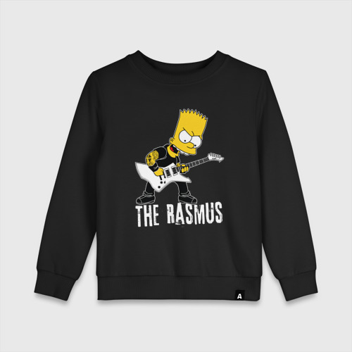 Детский свитшот хлопок с принтом The Rasmus Барт Симпсон рокер, вид спереди #2