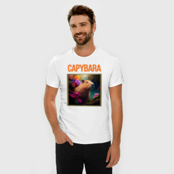 Мужская футболка хлопок Slim Капибара - картина в рамке - фото 2
