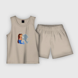 Детская пижама с шортами хлопок Дельфин и русалка