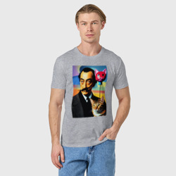 Мужская футболка хлопок Salvador Dali and cat - pop art - фото 2