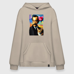 Худи SuperOversize хлопок Salvador Dali and cat - pop art