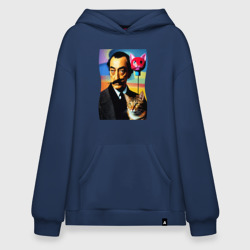 Худи SuperOversize хлопок Salvador Dali and cat - pop art