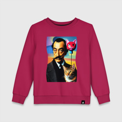 Детский свитшот хлопок Salvador Dali and cat - pop art