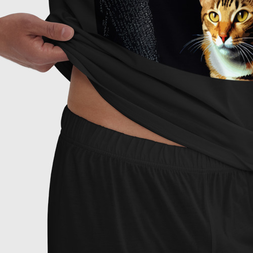 Мужская пижама хлопок Salvador Dali and cat - pop art, цвет черный - фото 6