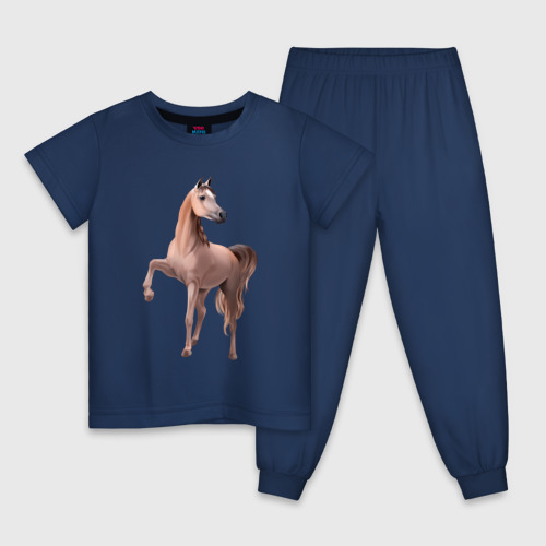 Детская пижама хлопок с принтом Арабская чистокровная лошадь, вид спереди #2