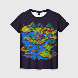 Женская футболка 3D Пиксельный остров и замок